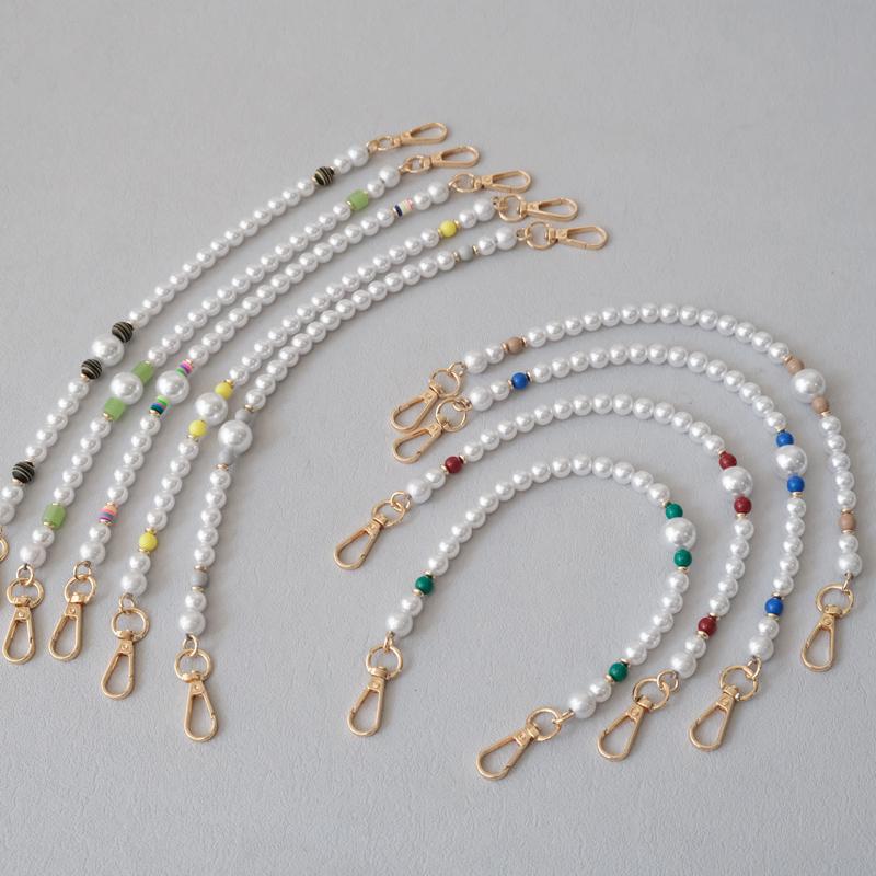 New Fashion Woman Bag Accessory Detachable White Beaded Chains Cute Acrylic Luxury Strap Women Elegant Bag Phone Handle Chain