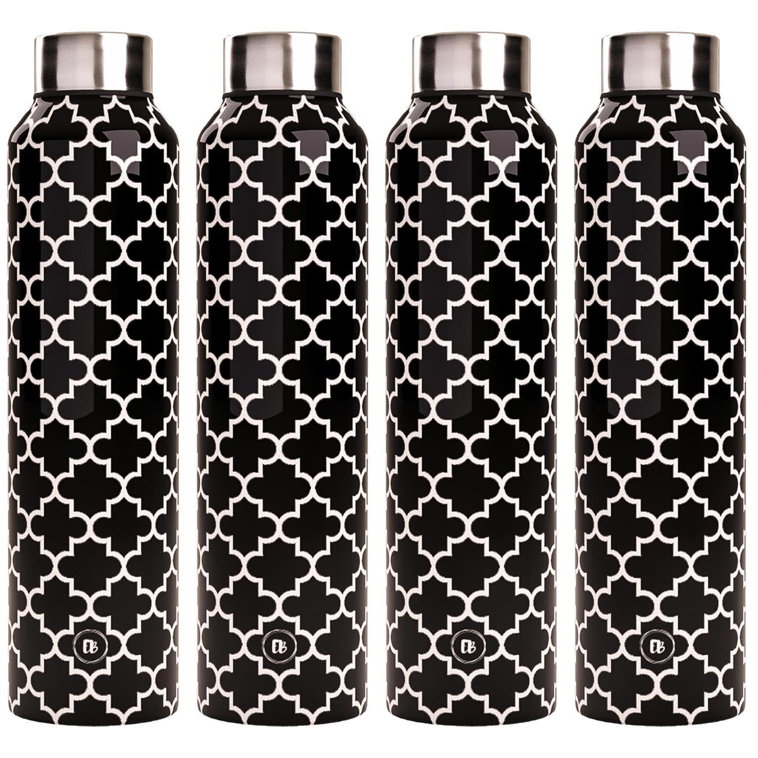 

Бутылка для воды из нержавеющей стали 1 литр Упаковка из 4 штук Подходит для дома, холодильника, офиса, школы, холодильника