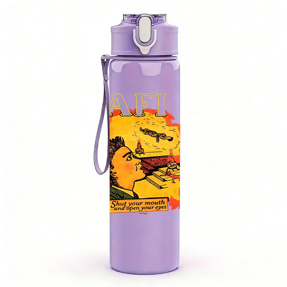 1PC Yellow Sun Mountain Retro Landscape Print 750ml Portable Sports Water Bottle Leakproof Gym Outdoor Travel Drink Cup
