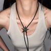 Vintage Star Choker Necklace Black Leather Cord Chain Necklace Waist Chain Fashion Jewelry Holiday Gifts for Men Women