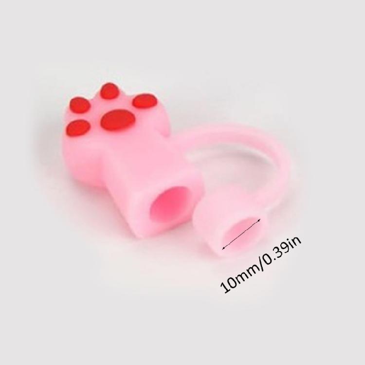Set of 6 Cat Claw Straw Plugs Ornament Silicone Straw Covers for Water Glass