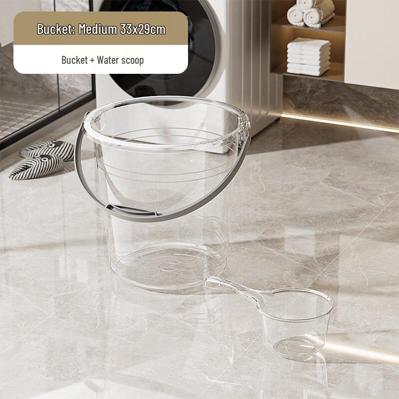 Transparent Plastic Water Bucket with Scoop