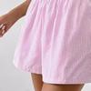 Sommer-Shorts für Damen, gestreifter Druck, hohe elastische Taille, Pyjama-Shorts, Homewear, Strand-Shorts, lässige Schlaf-Shorts