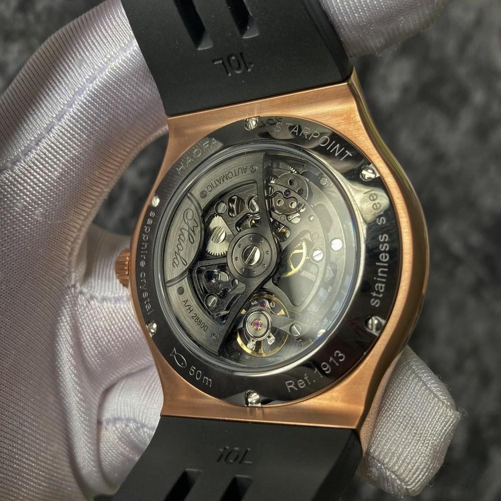 Haofa Men's Skeleton Automatic Watch 80-Hour Power Reserve Hollow Dial Luminous Water-Resistant Wristwatch Gift