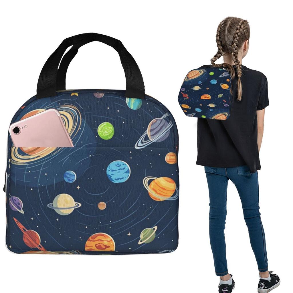 Solar System Space Planets Universe Insulated Lunch Bag for Women Children Portable Food Boxes Thermal Lunch Box Tote