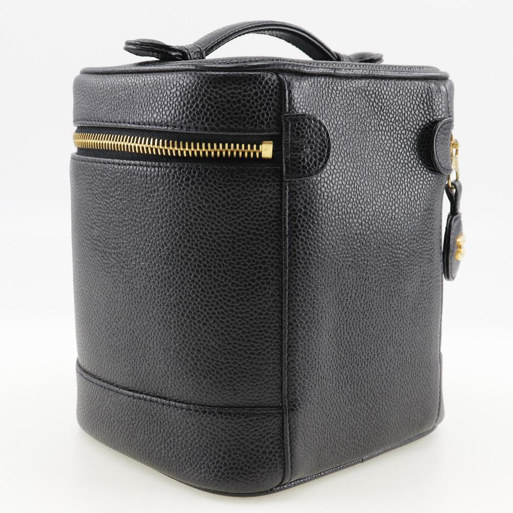 CHANEL Vanity Pouch A01998 Handbag black Caviar skin Women Used