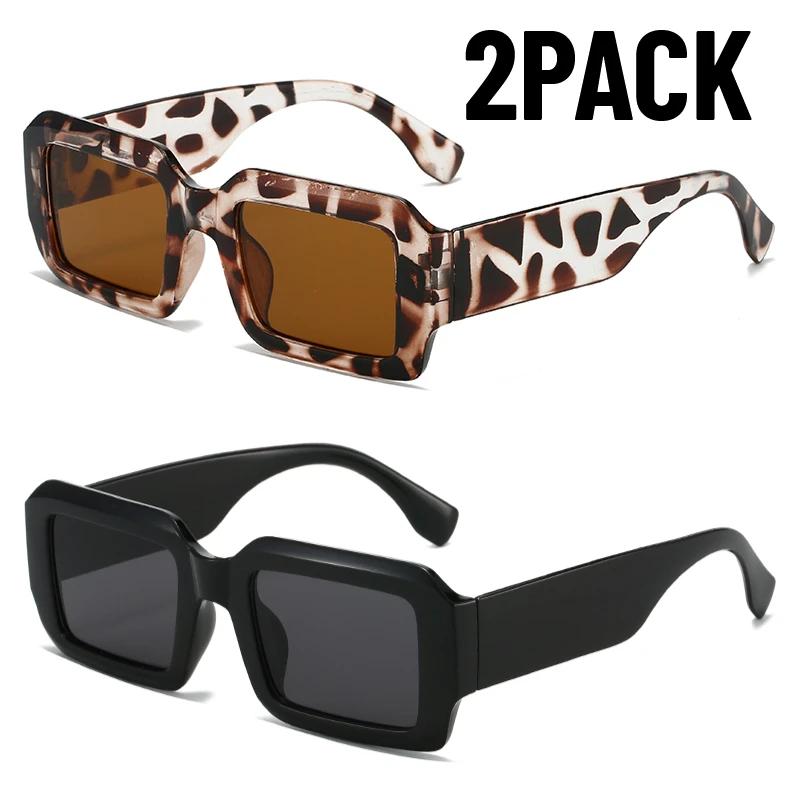 2PACK Latest Year Gift Classic Square Women Shades UV400 Protection Sunglasses Stylish Contrast Color Eye Wear Men Stylishing Punk Sun Glasses