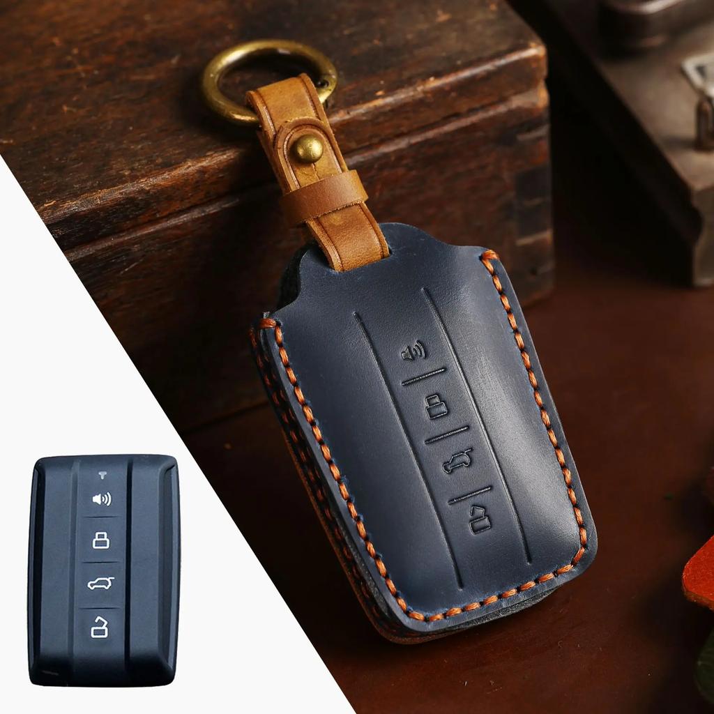 Car Fob Key Cover Leather Case Protector Holder for Great Wall GWM WEY TANK 300 500 Tank300 Tank500 Remote Keychain Accessories