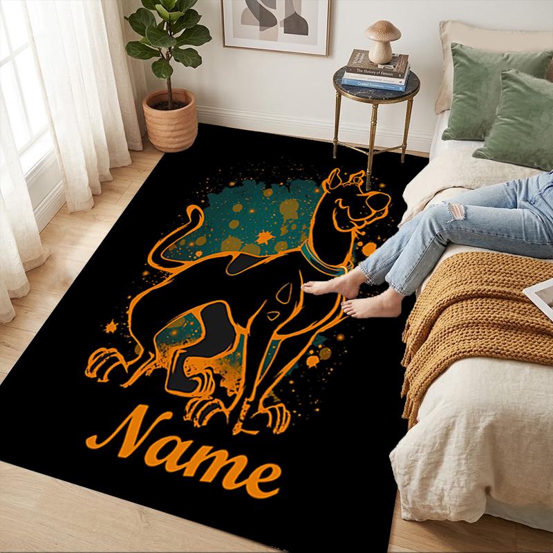 Custom Name Dog Artwork Living Room Non-Slip Area Rug Soft Carpet for Bedroom Kids Playroom Sofa Office Home Decor Doormat