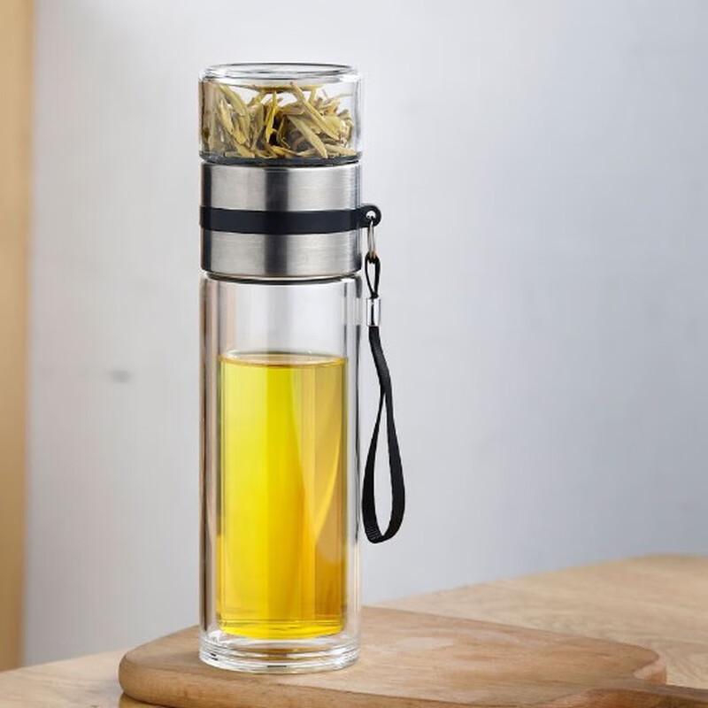 Tea Infuser Double-Layer Insulated Glass Cup
