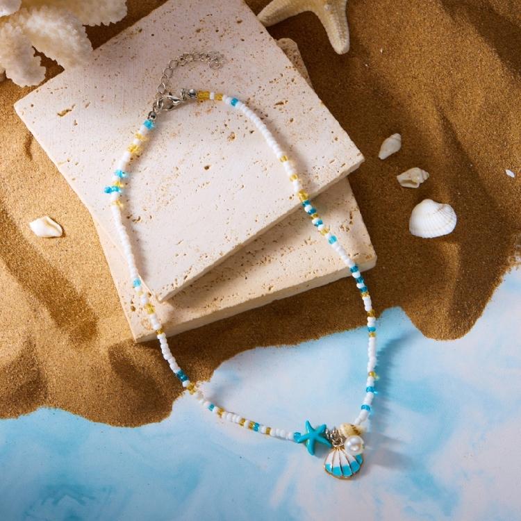 Elegant Beaded Necklace Shell Pendant Necklace Women Neck Jewelry Alloy Texture Beaded Necklace Suitable for Daily Wear