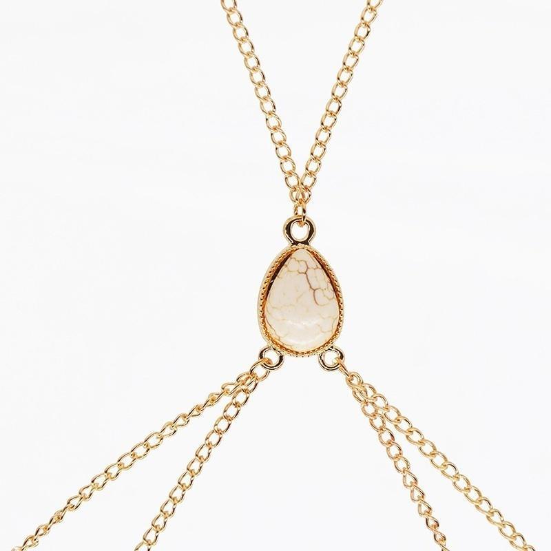 Nouveau Femmes Bikini harnais taille ventre corps Turquoise chaîne bijoux