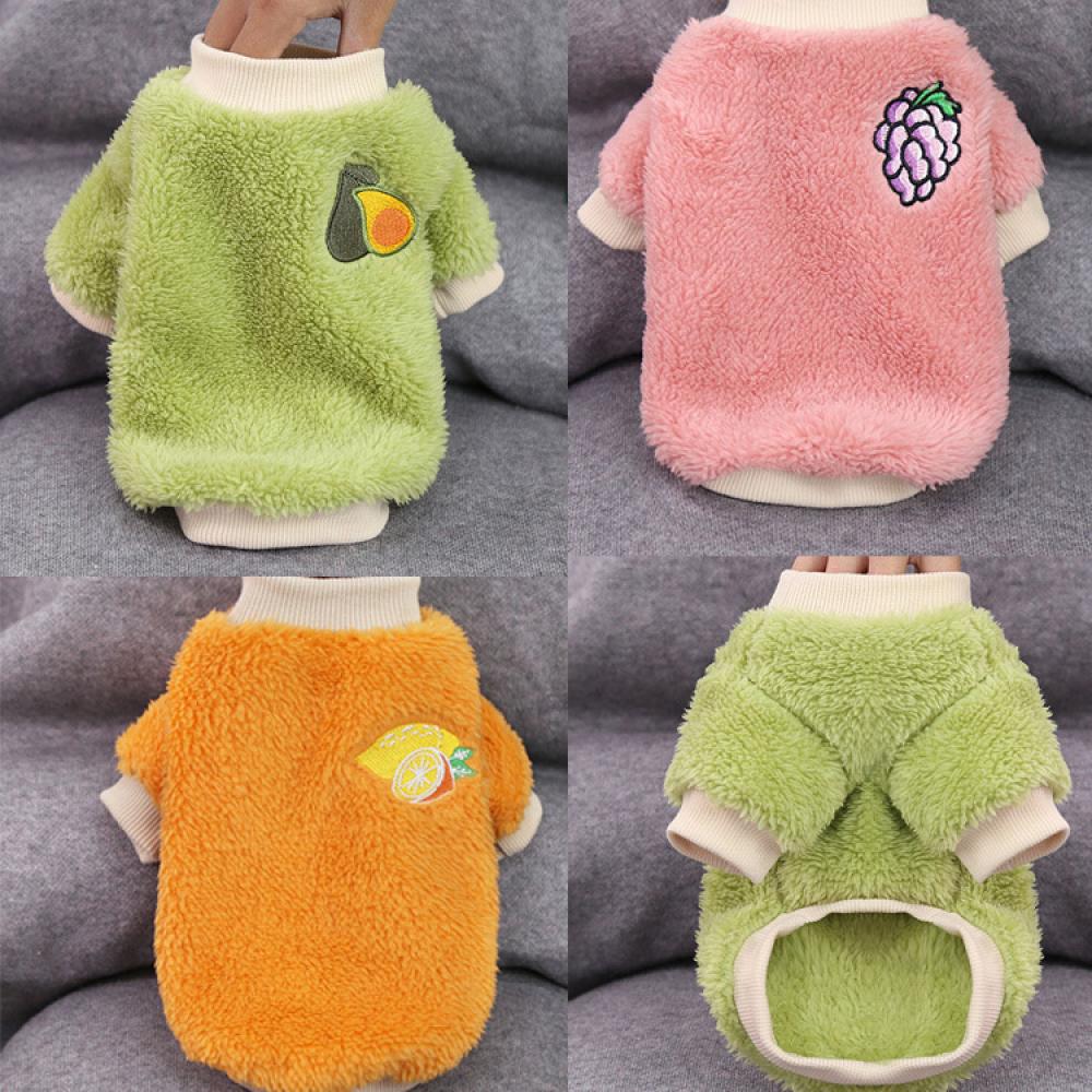 Warm Dog Clothes Two Legs Design Soft Fabric Pet Apparel Fruit Pattern Winter Wear Universal Sizing Cat Dog Autumn Clothes