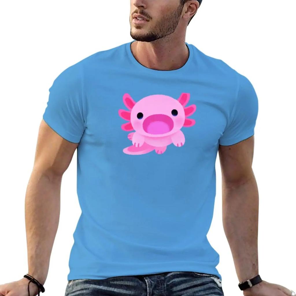 Happy axolotl - blue T-Shirt customized t shirts custom t shirts heavyweight t shirts for