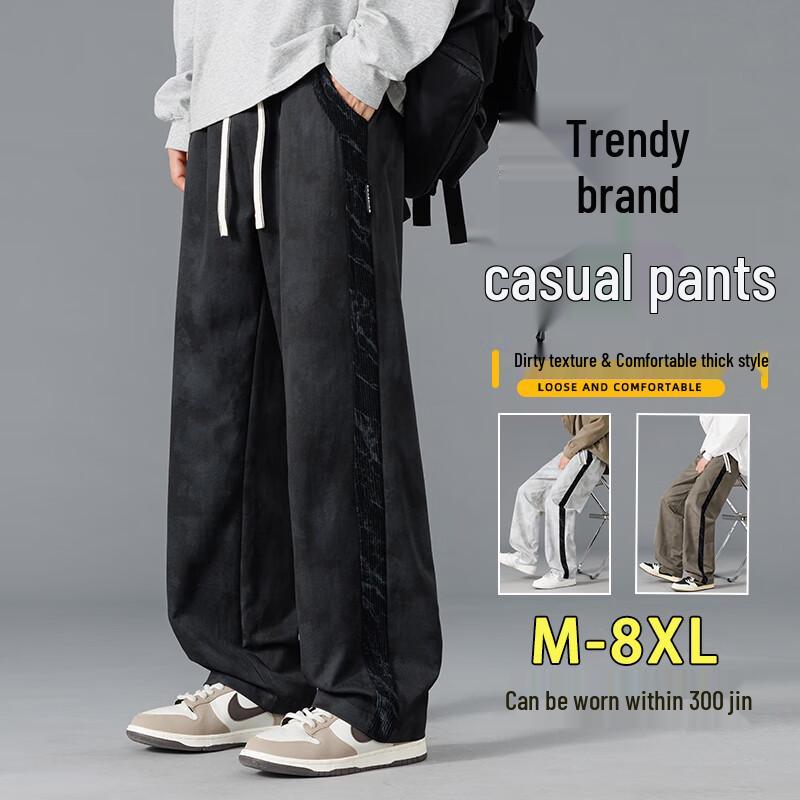 

Men s American Retro Plus Size Straight Wide-Leg Casual Trousers 5XL