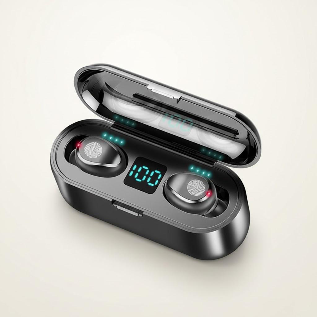 Wireless Bluetooth TWS Sport Headphones Waterproof Noise Cancelling HiFi Deep Bass Dual Earbuds with Charging Box