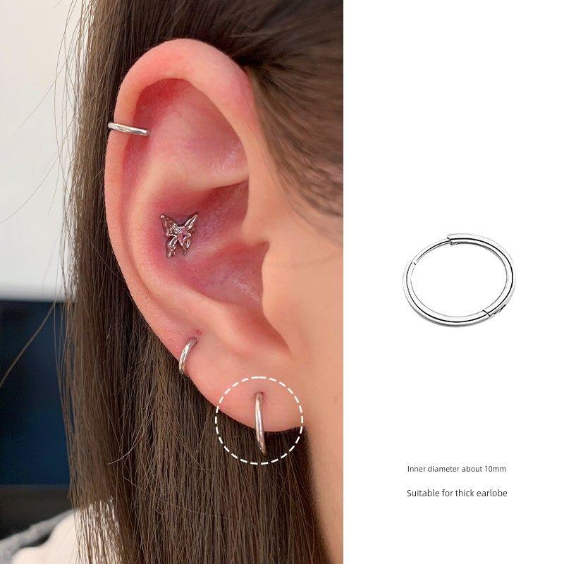 

Магазин Ringring Титановая сталь Серьга Простота Браслет Титановый сплав Пусеты Высокие Подвески Серьга-пусет для пирсинга уха Серьга-клипса 12mm earring 1(Suitable for thick earlobe)