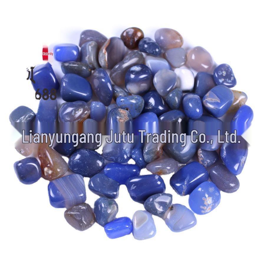 Blue Agate Gravel Yuhua Stone Ornaments - Various Size Pieces, Baked Color Decoration.