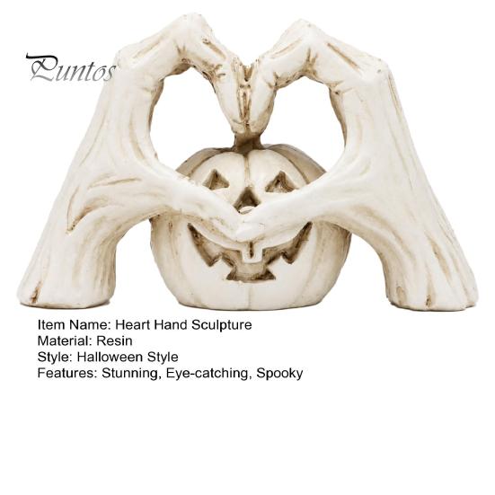 Personalized Dark Aesthetic Gift Gothic Skeleton Heart Hand Sculpture, Spooky Halloween Resin Abstract Pumpkin Statue, Creative Tricky Desktop