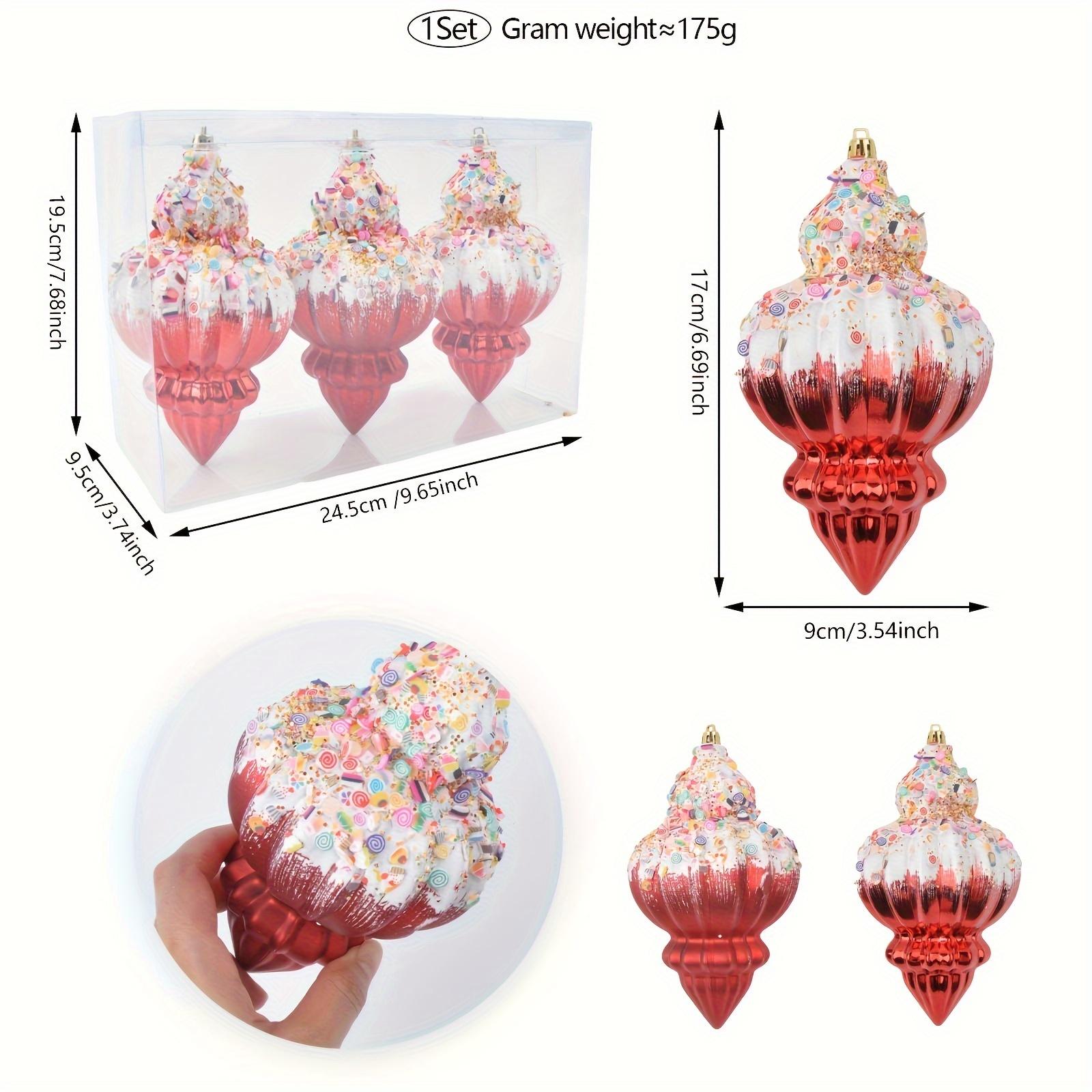

3 шт. 16,99 см Праздничные красно-белые елочные украшения в виде рожков мороженого с глянцевым покрытием, с разноцветным декором-посыпкой для праздника, дня рождения, рождественских украшений Ice Cream
