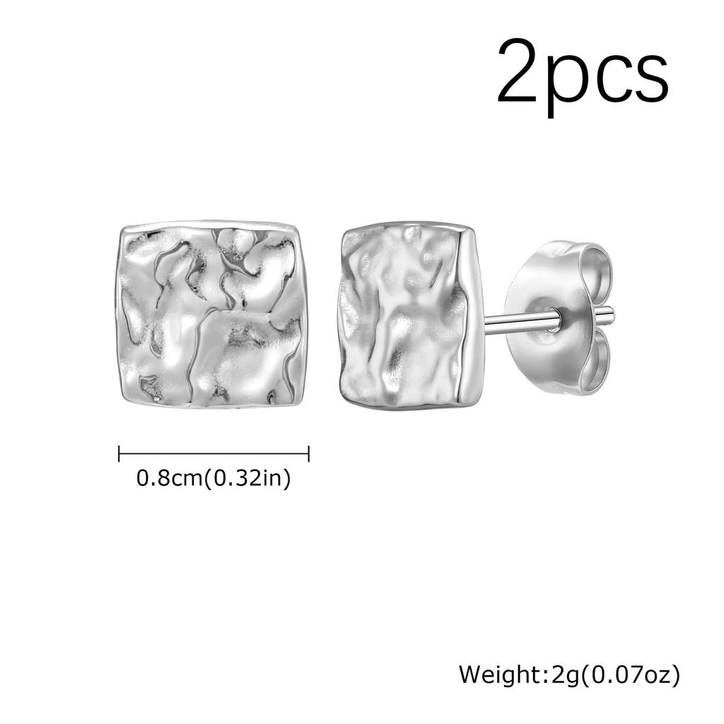 Fashion Chic Irregular Pleated Stud Earrings for Men, Stainless Steel Geometric Square Earrings, Creative Trendy Jewelry Gifts