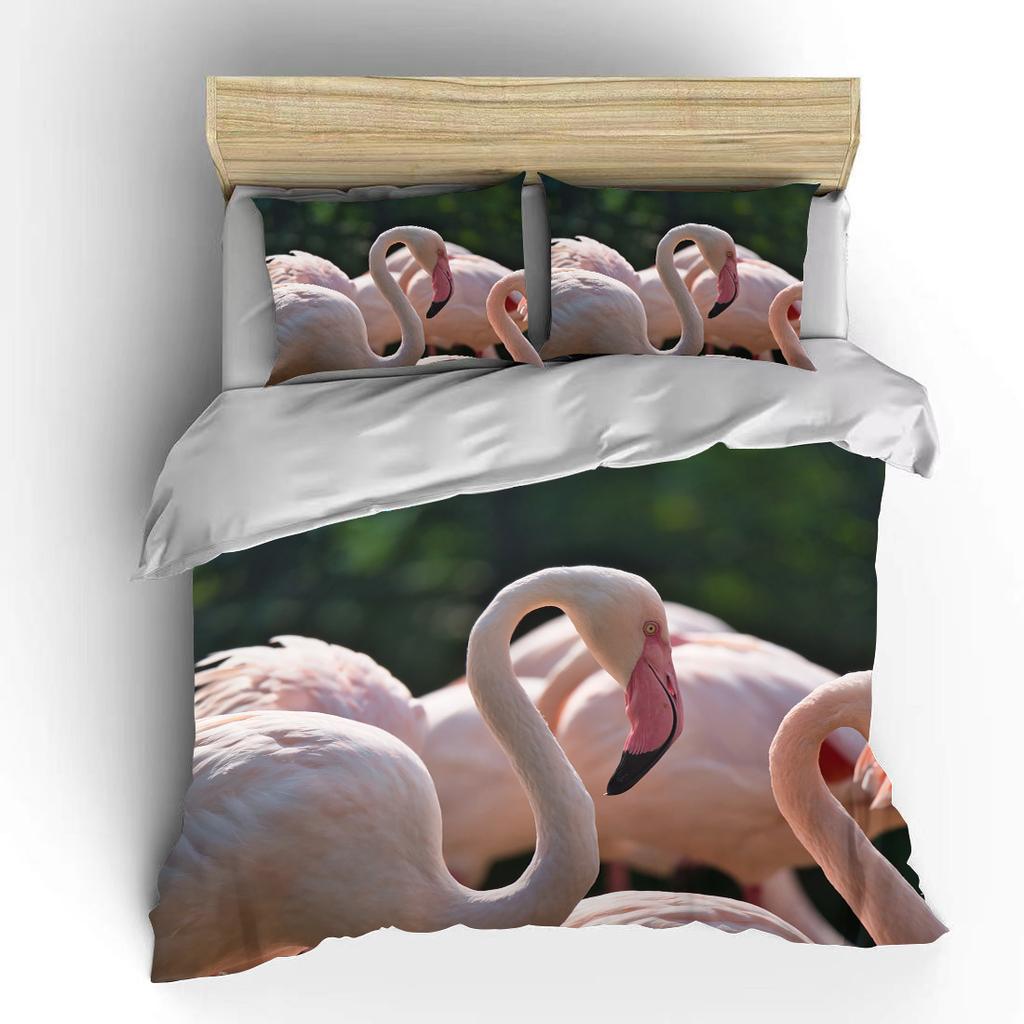 Flamingo cartoon cute bear kawaii Christmas gift king size double bed bedding set microfiber or polyester duvet cover set