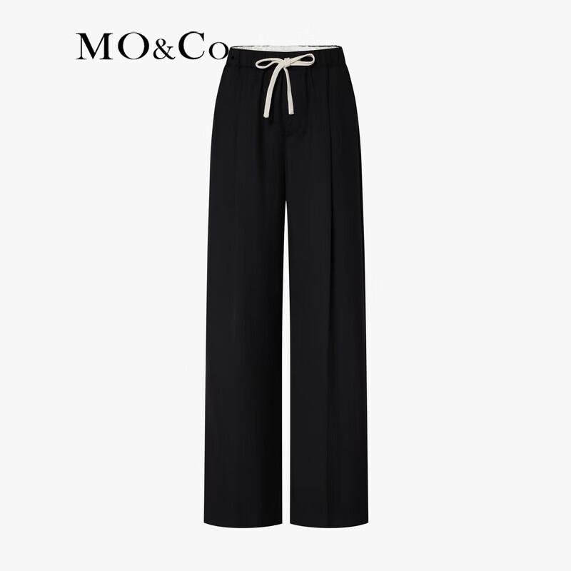 MO&Co. Women's High-Waist Pleated Wool Blend Casual Pants