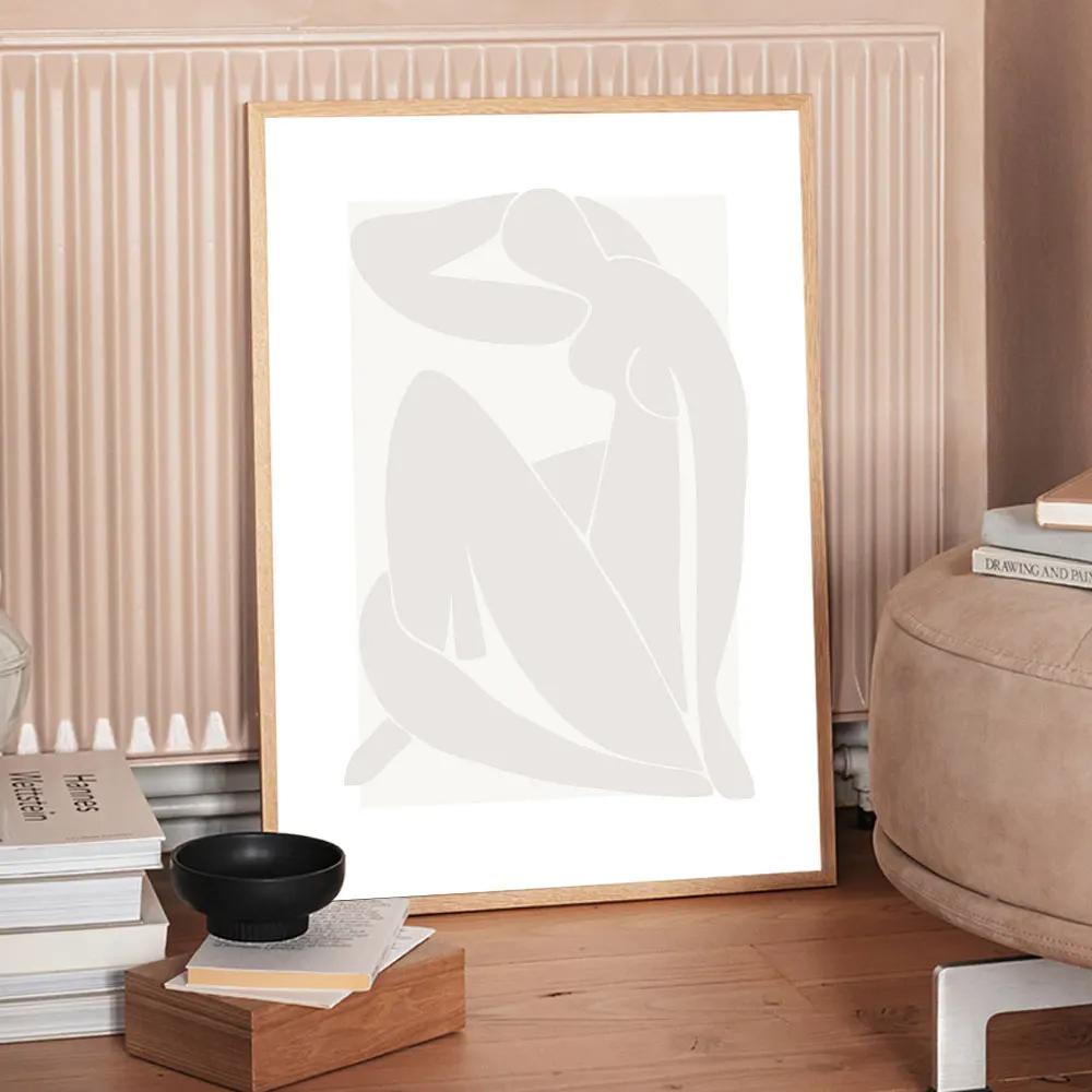 Henri Matisse Beige Poster Nude Girl Leaf Abstract Line Art Print Coral Canvas Painting Boho Wall Picture Living Room Home Decor
