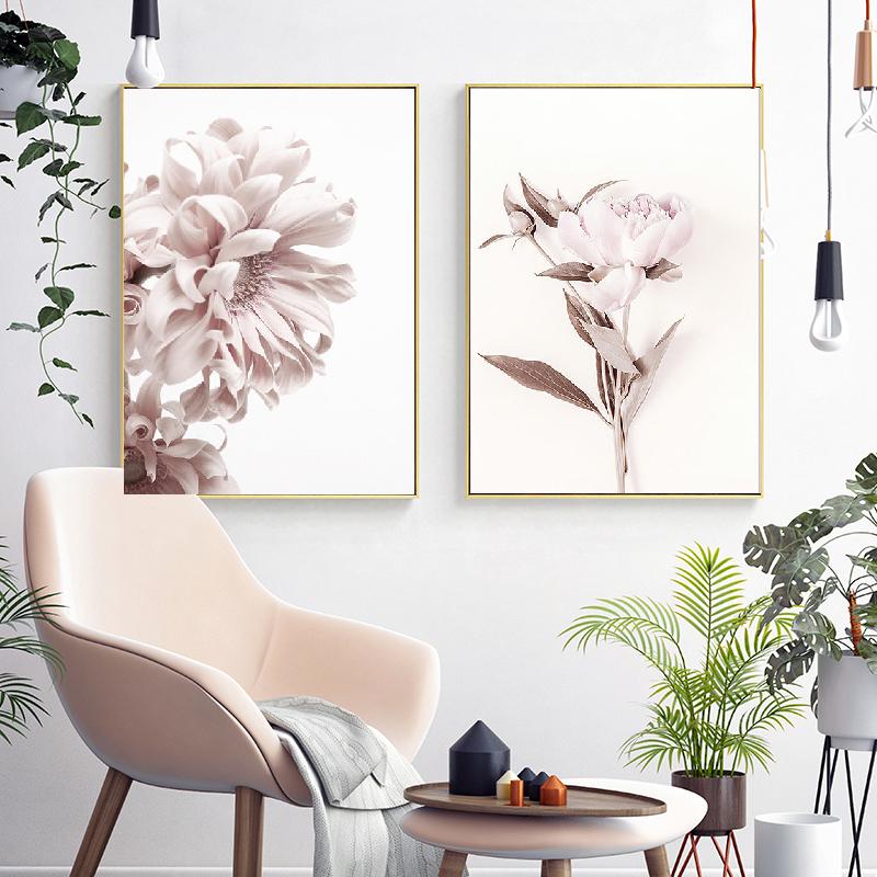Romantic Pink Flowers Modern Line Woman Love Art Wall Art Canvas Painting Poster Print Wall Paintings For Living Room Decor
