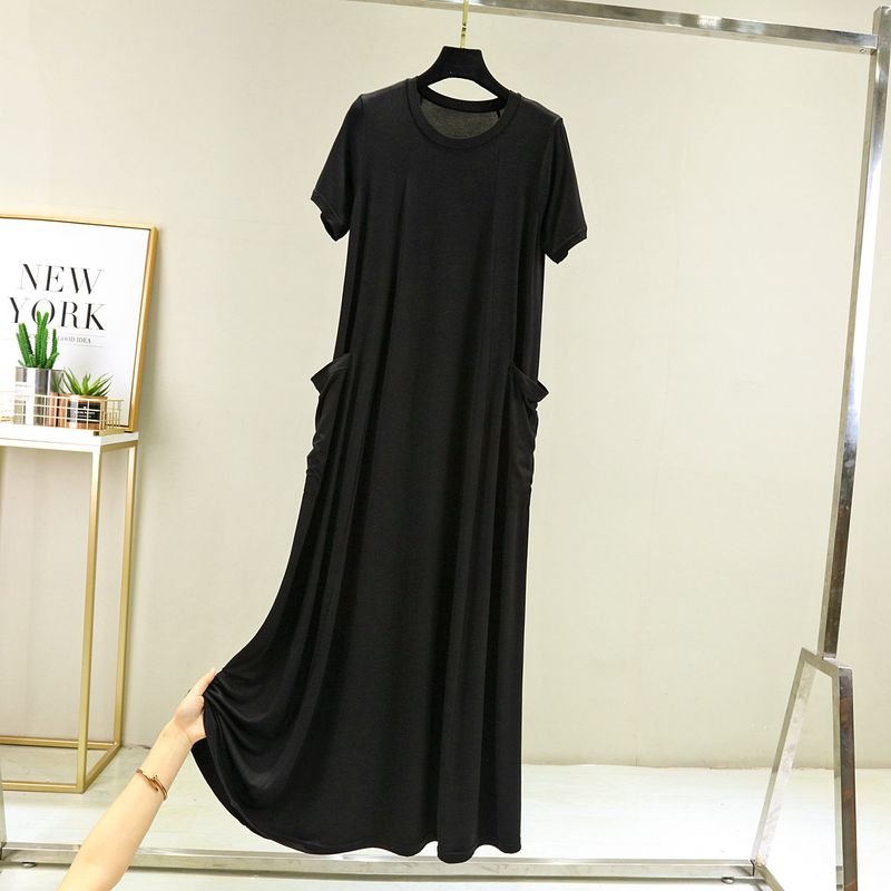 

2025 New Arrival Modal Casual Dress Summer Loose Beach Feet Nude Dress Outwear Western Style Home Nightdress Black 3XL (80.00 kg-90.00 kg recommended