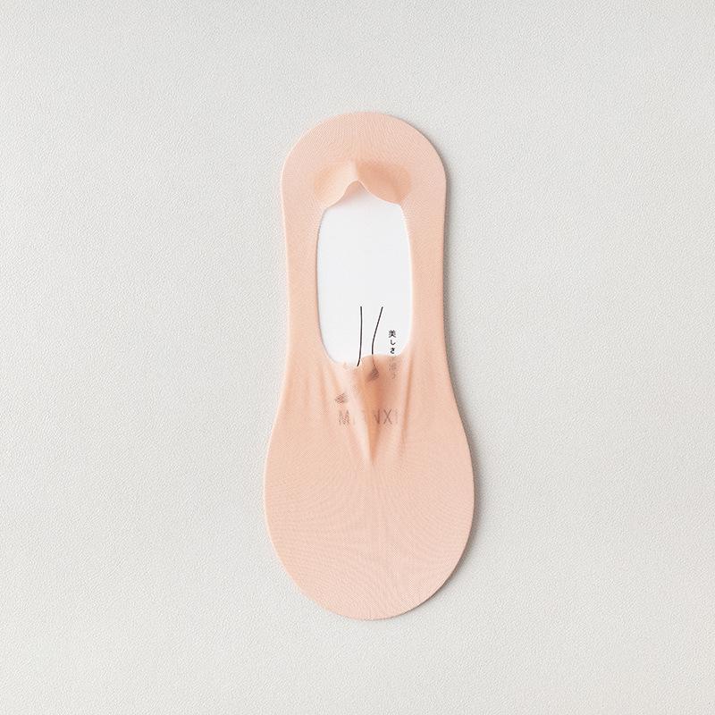 Female Summer Thin Cotton Bottom Super Shallow Mouth Invisible Silicone Non Slip Heel Socks