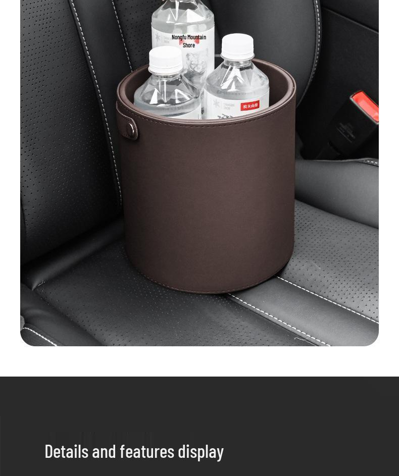 Leather Multifunctional Car Trash Can & Storage Bucket