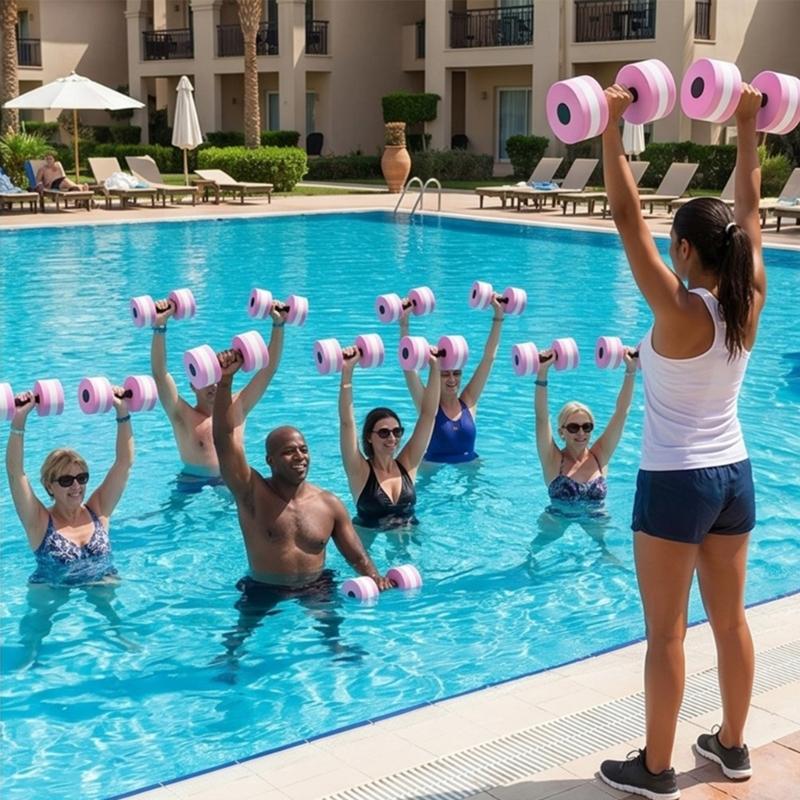 2Pcs Highly Density EVA Foam Dumbbell Aquatic Exercise Dumbells Fitness Barbells Water Fitness Exercises Equipment