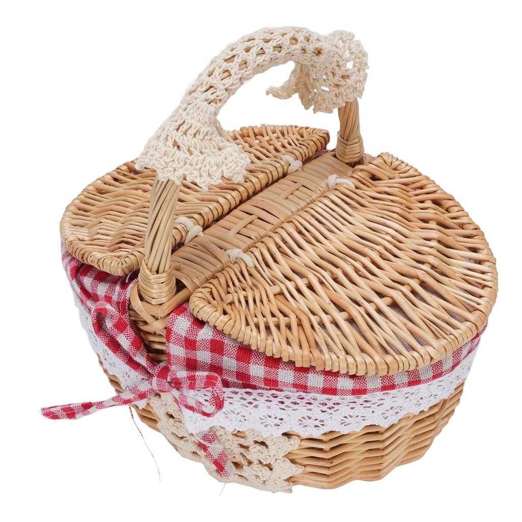 Wicker Picnic Basket with Removable Liner Empty Picnic Hamper Basket with Lid and Handle for Easter Camping Mother S Day