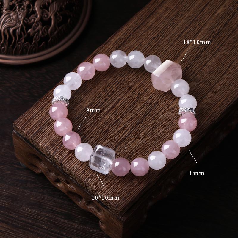 Aquamarine & White Crystal Beaded Bracelet: Fairy Summer Style for Girls, Sweet & Simple Fashion Hand Jewelry with a High-End Feel