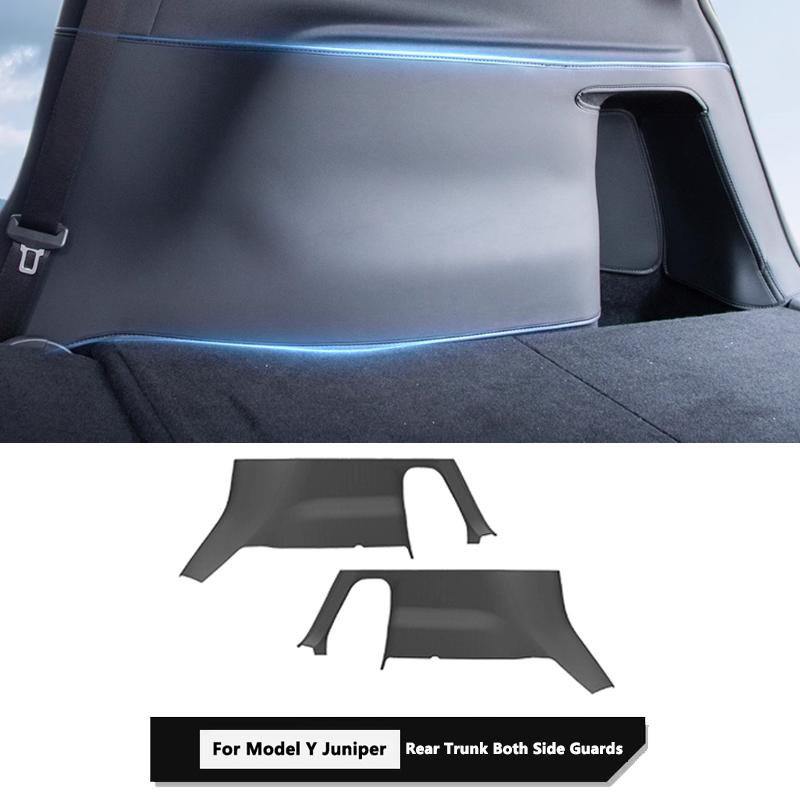 Rear Trunk Both Side Guards For Tesla Model Y Juniper 2025 2026 PU Leather Surface Corner Protection Cargo Liner Anti-dirty Pad Trunk Side Guards