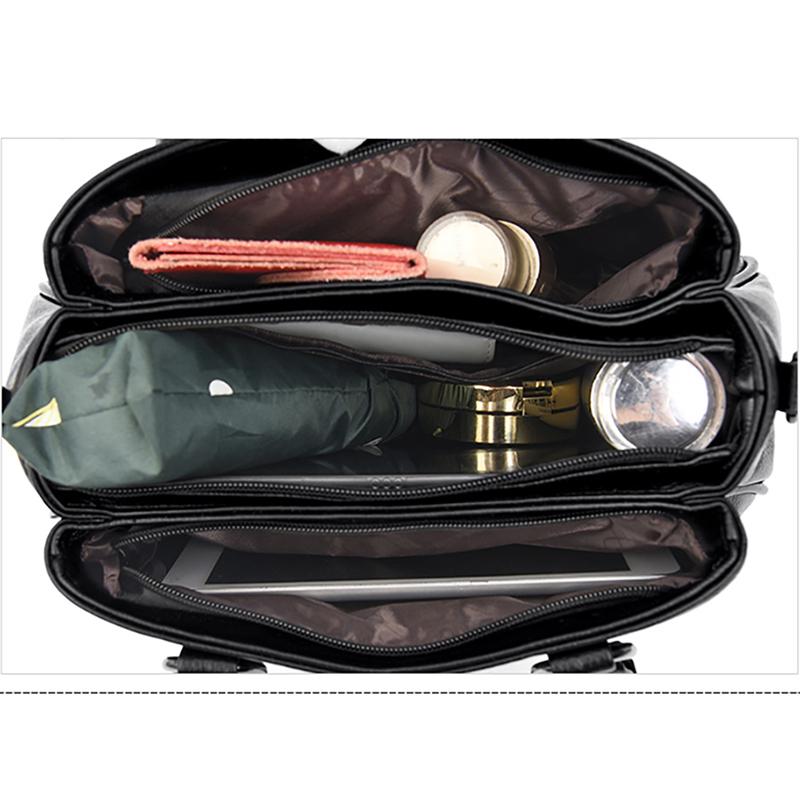 Vintage Casual Womens Shoulder Bags High Quality Leather 3 Layer Large Capacity Tote Bag 2022 Ladies Designer Messenger Bags