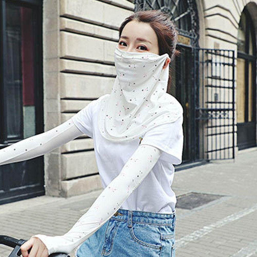 With Neck Flap Sunscreen Face Mask Veil Flower Driving Face Shield Veil Ladies/Girls