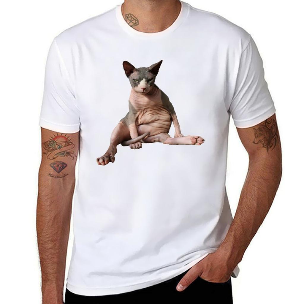 Cowboy the Sphynx TShirt Basic Solid Color Short Sleeve TShirt