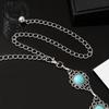 New Retro Turquoise Bohemian Metal Waist Chain for Women, Elegant, Exquisite and Fashionable Waist Chain Belt