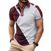 Men's Fashionable Slim-Fit Colour-Blocked Collared T-Shirt Polo Shirt