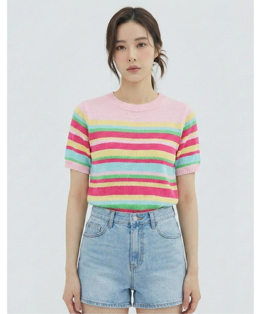 VANAKE Color Knit Short Sleeve Knit_Vb35Ktq313Z