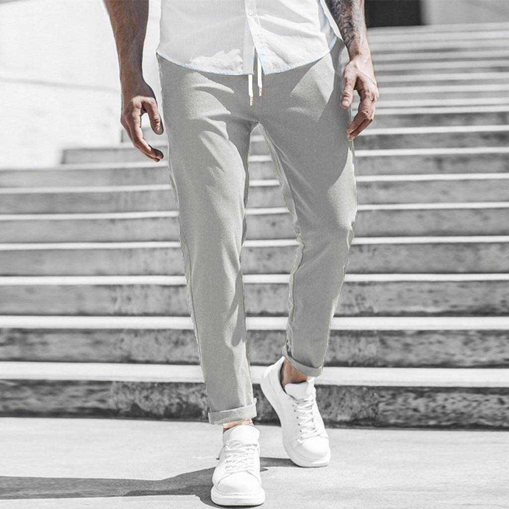 Herren Casual Mode Neun-Punkte-Hose Einfarbig Lässige Taschenhose
