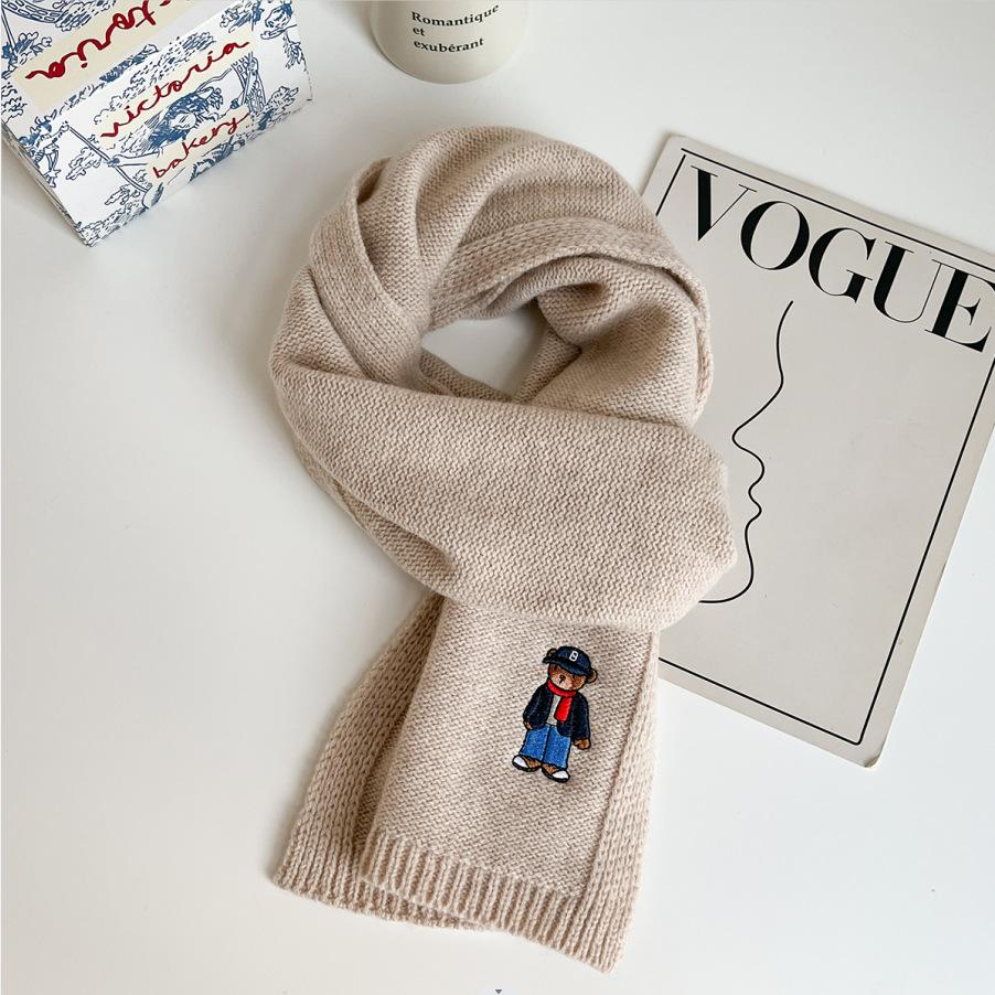 Autumn and Winter New Korean Version Versatile Lock Edge Korean Knitted Gray Scarf Women's Knitted Warm Neck Scarf