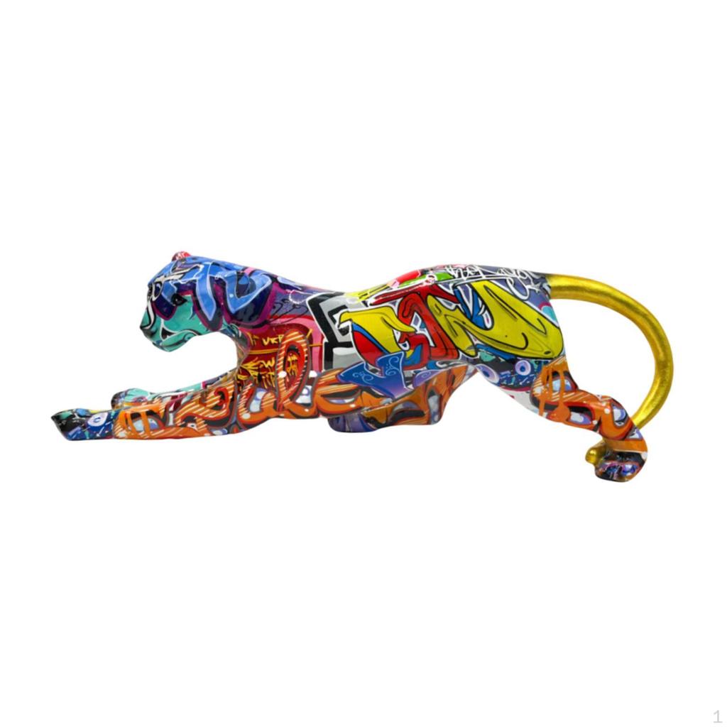 Leopard Figurine Animal Sculpture 16x4.3x5inch Decorative Shelf Decoration Tabletop Ornament for