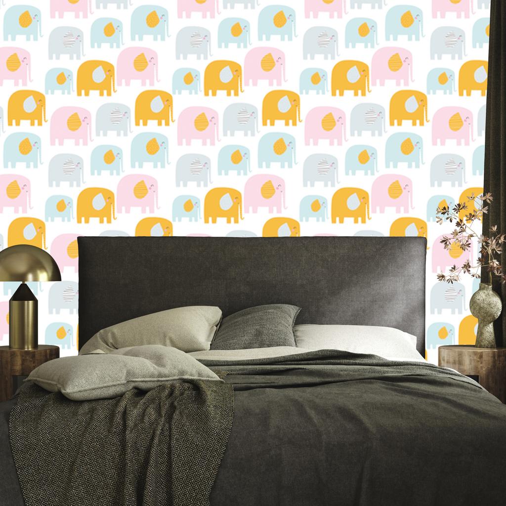 Joyful Pastel Elephants Wallpaper for Living Room and Bedroom 50x1000