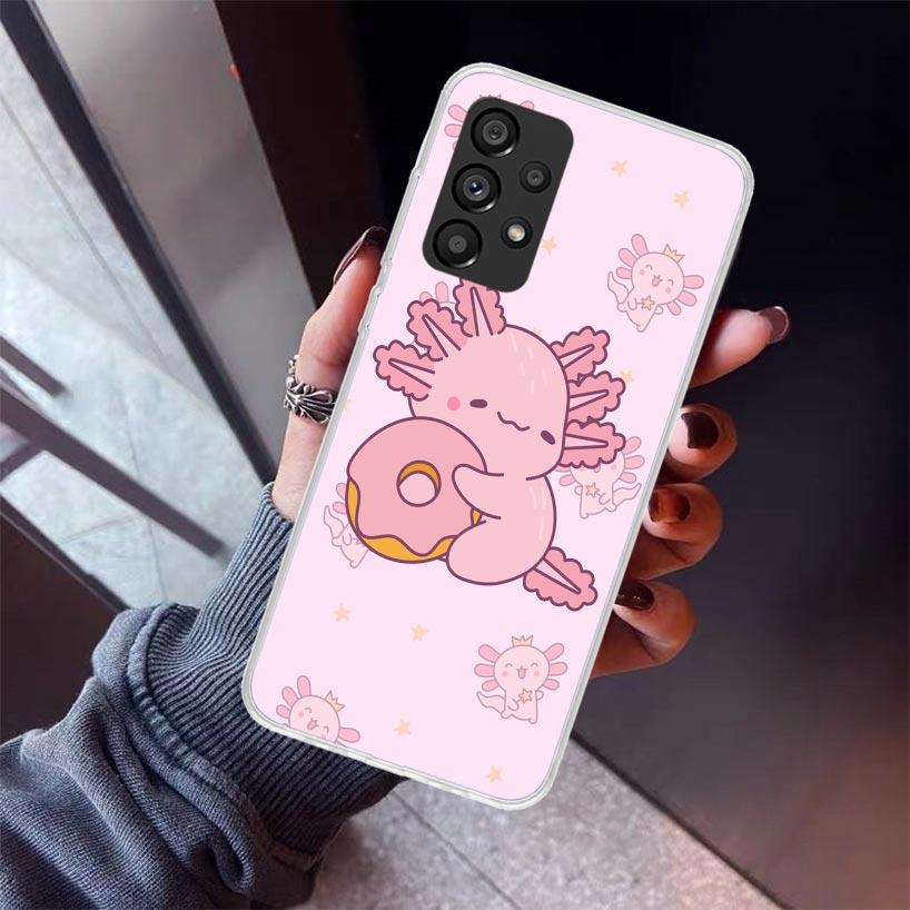 Niedliche Axolotl-Kawaii-Handyhülle für Samsung Galaxy A12 A52S A42 A32 A22 A51 A50 Note 20 Ultra 10 S10 Plus A71 A70 A31 A30 A10S Ga
