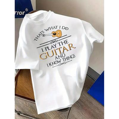 Gitarrist Slogan Grafik T-Shirt, Weich Atmungsaktiv & Farbecht, Klassische Passform für Tägliche Freizeitkleidung