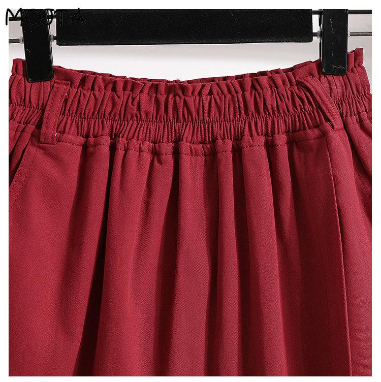 MOJTA Women's High Waist Loose A-line Skirt Spring Autumn Plus Size Elastic Casual Short Skirt