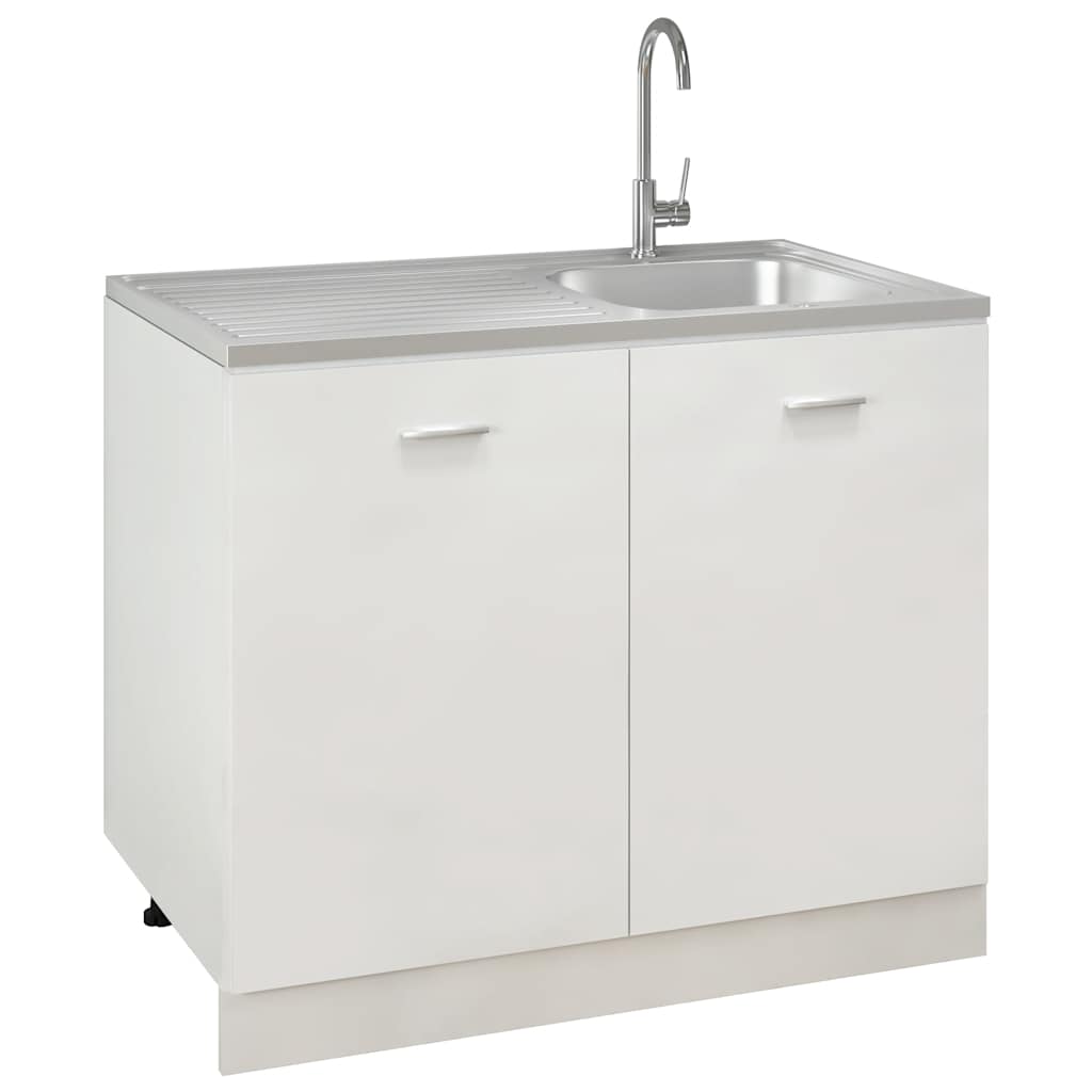 Sink with Drain Board Set Silver 1000 x 600 x 155 mm Stainless Steel